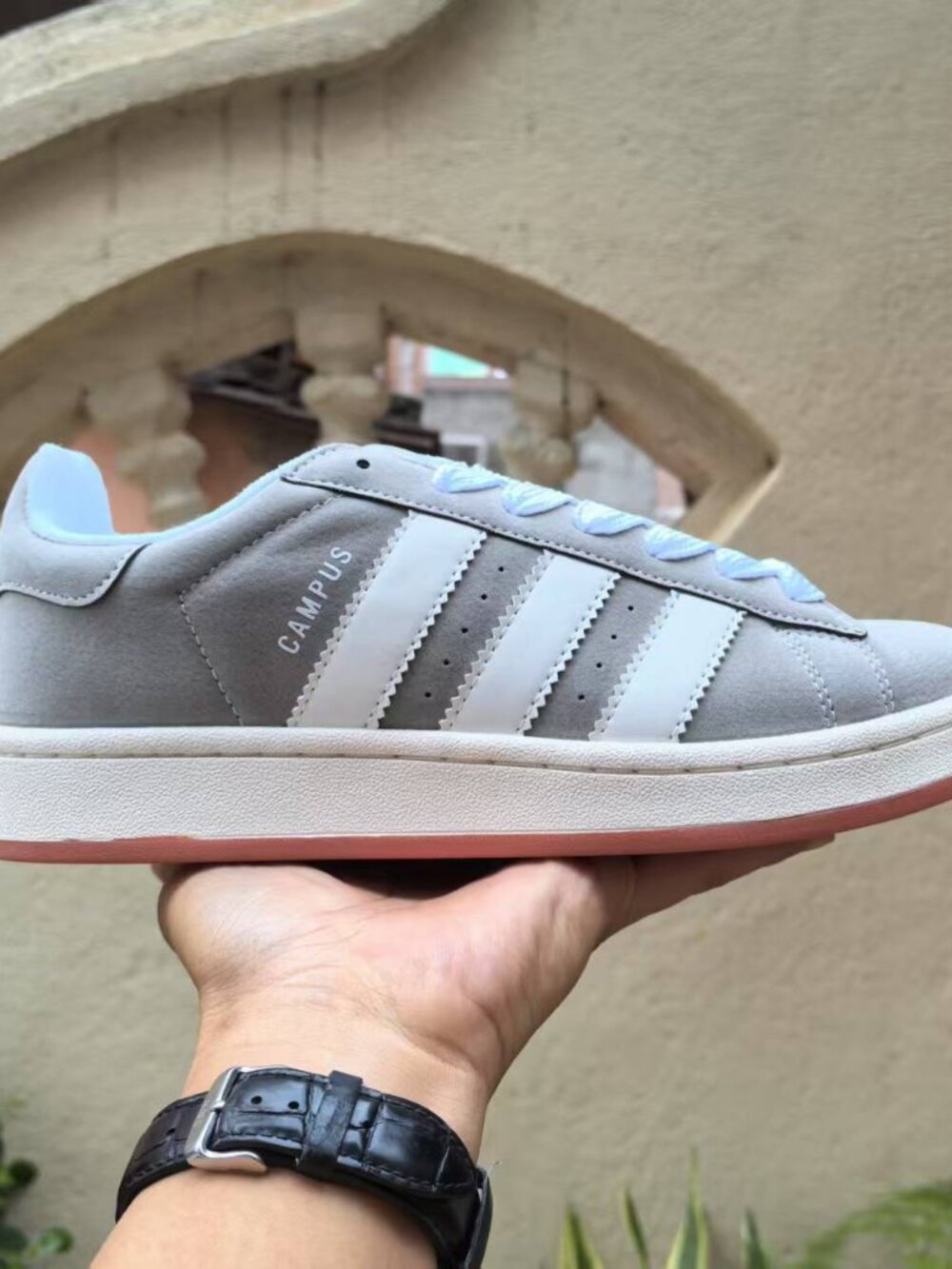 Adidas Campus Light Grey & White Suede Sneakers